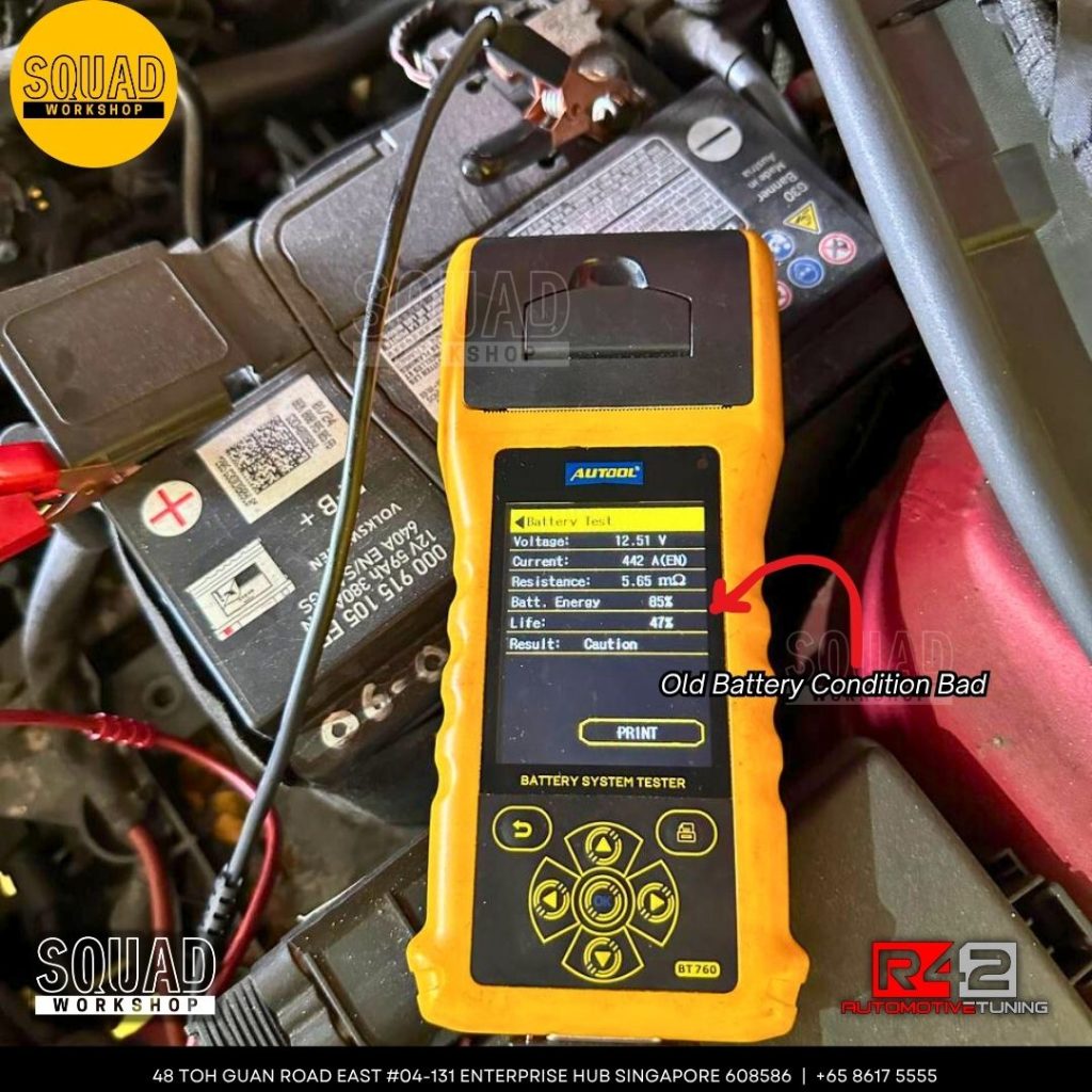 Volkswagen Golf 100k major servicing with water pump, timing belt, suspension, and engine mounting replacement at Squad Workshop Singapore