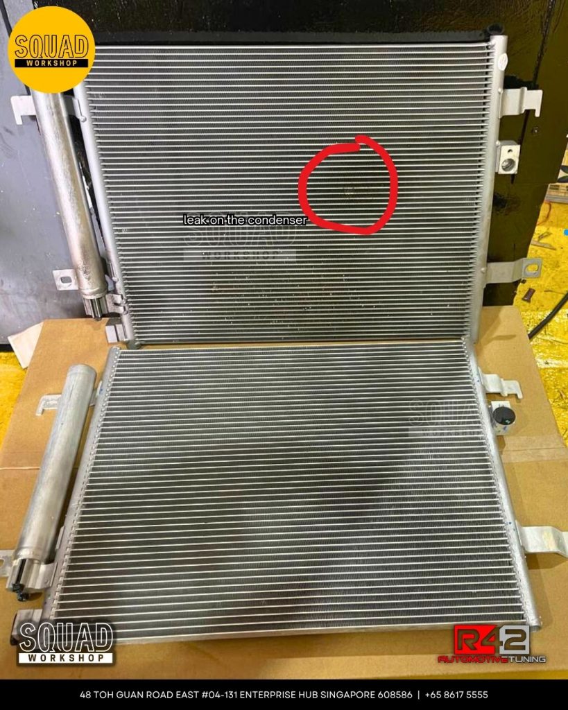 Mazda MX-5 condenser leak test during AC flushing