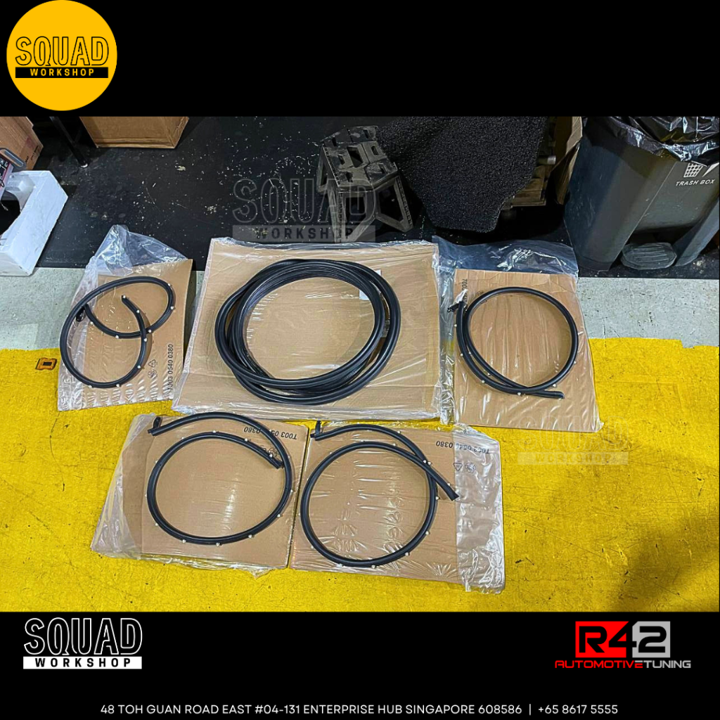 Skoda Octavia 1.4 undergoing 100K refresh with Bilstein B12 suspension, timing belt, walnut blasting, and Goodridge brake hose upgrade at Squad Workshop Singapore