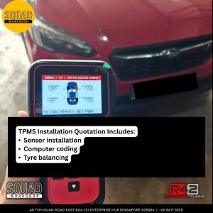 TPMS sensor replacement and relearn service at Squad Workshop Singapore