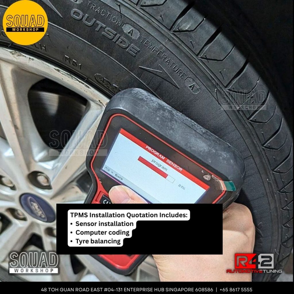 TPMS sensor replacement and relearn service at Squad Workshop Singapore