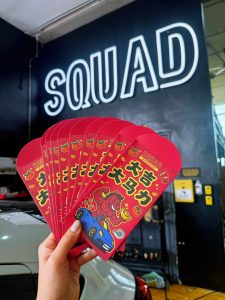 Custom Squad Workshop Chinese New Year red packets given to customers before CNY at our Singapore workshop