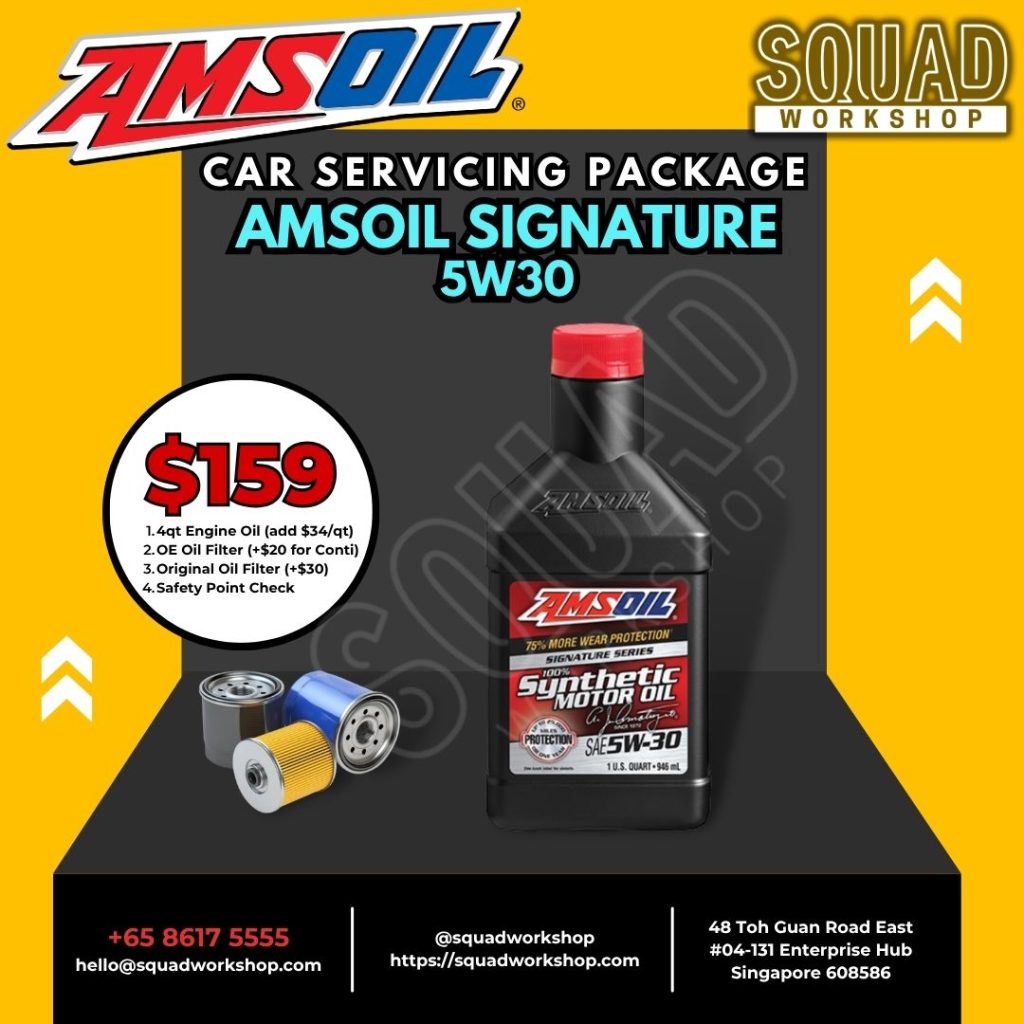 AMSOIL Signature 5W30 car servicing package at Squad Workshop Singapore